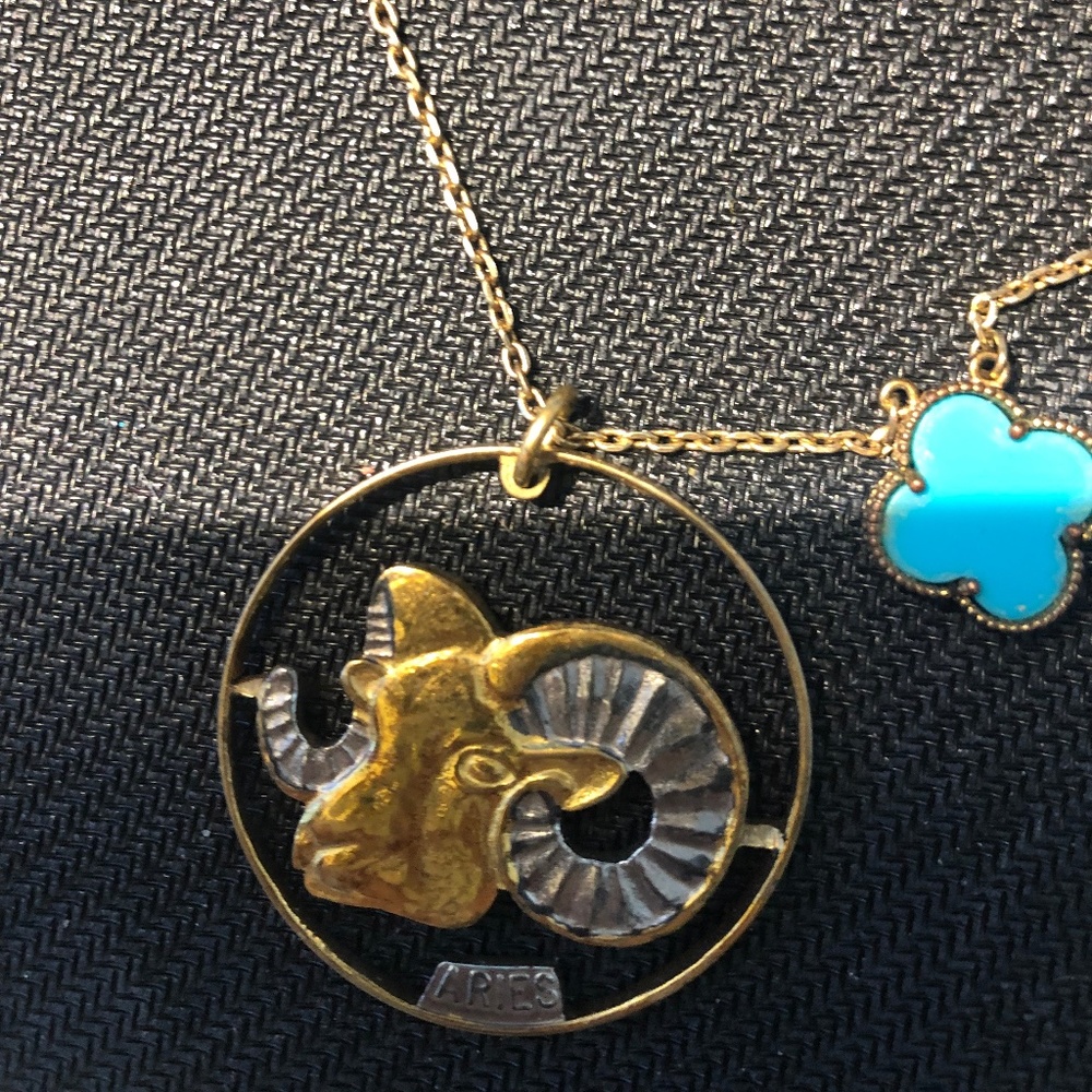 Necklace - Aires with turquoise color stone on adjustable size chain
